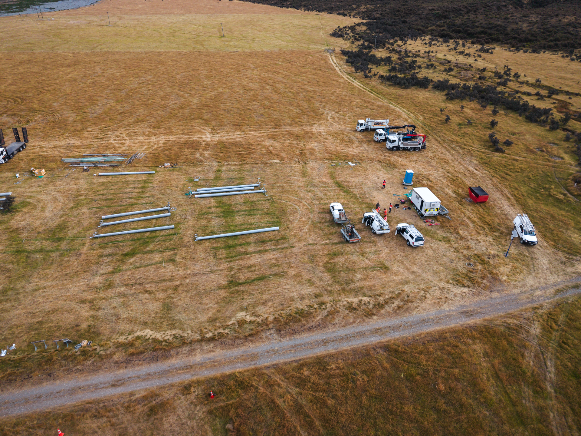 aerial shot of staging area for connetics job at mt horrible