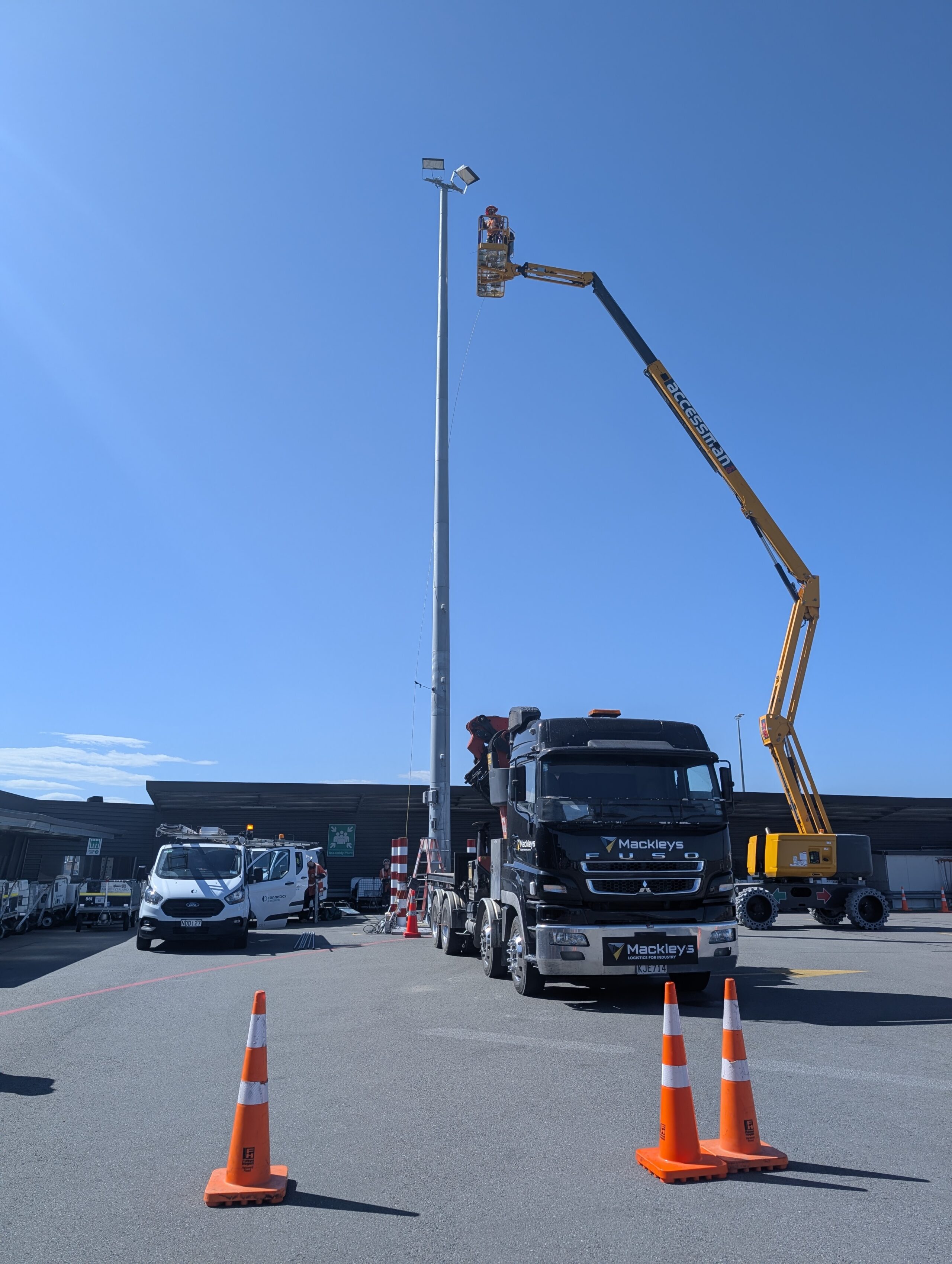 connetics worksite on apron of christchurch airport