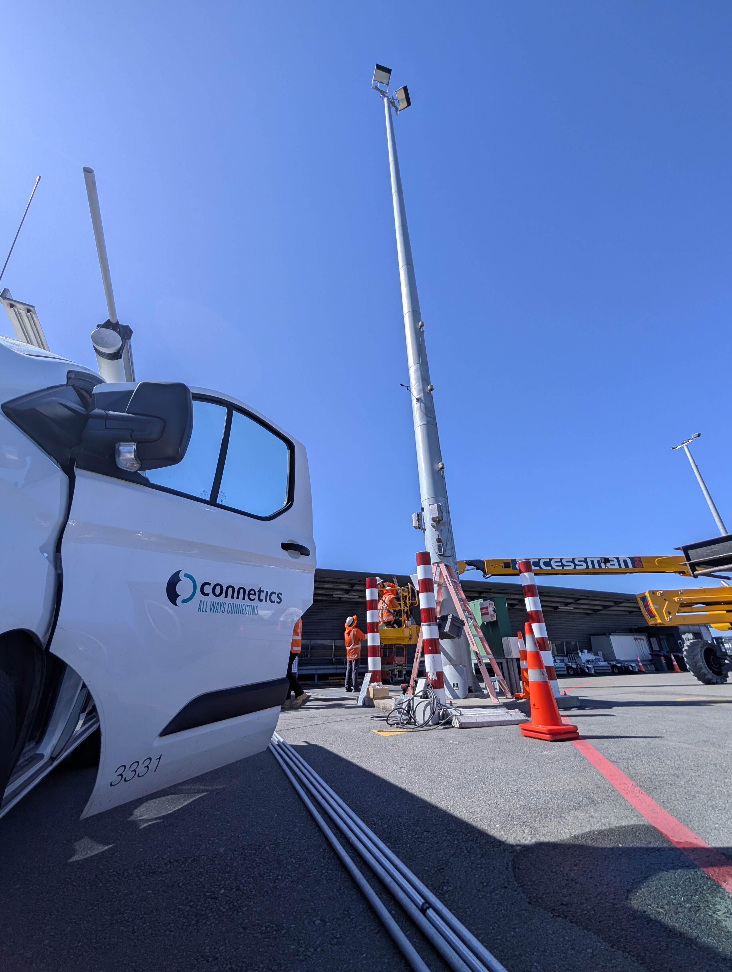 connetics van on apron of christchurch airport
