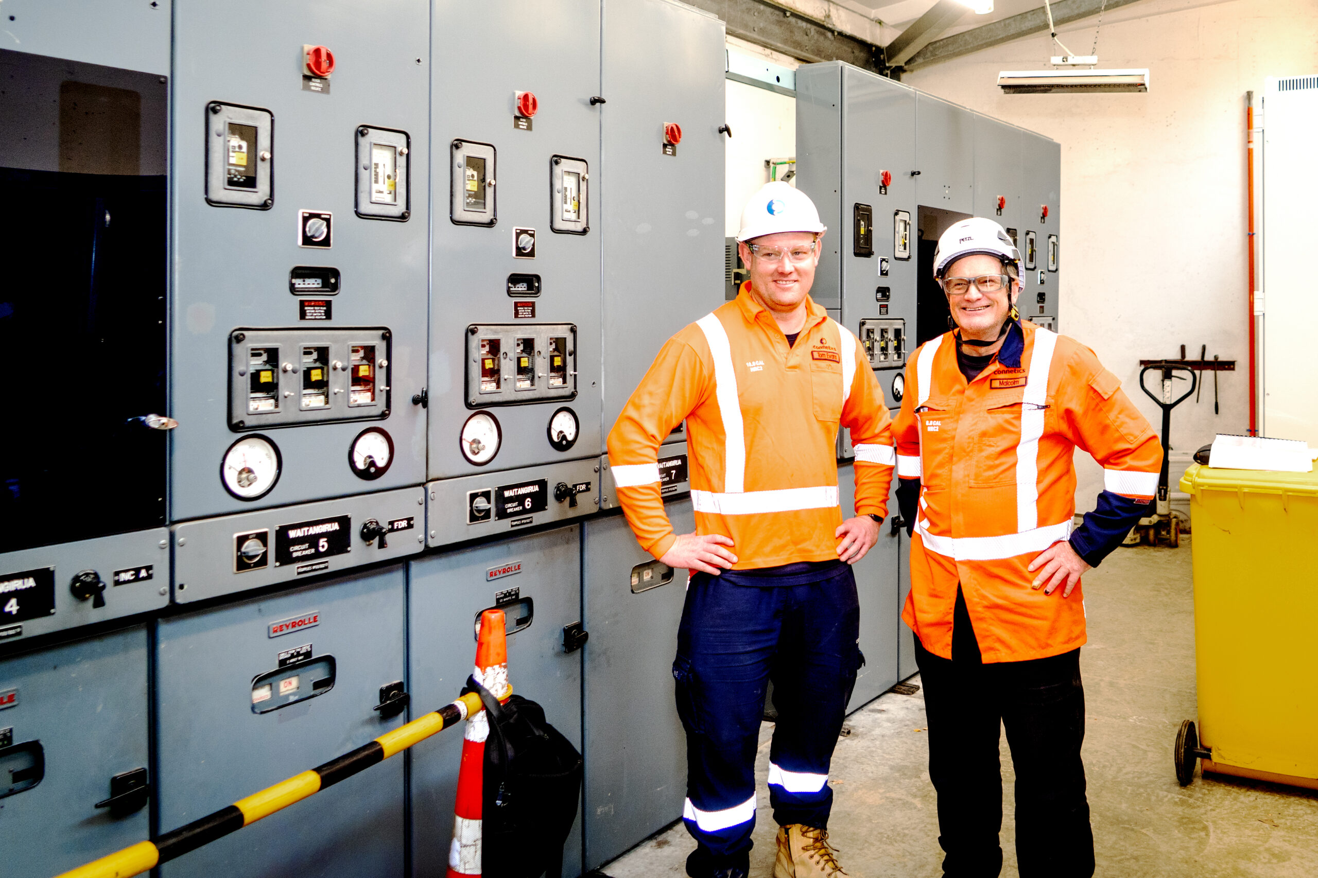 workers smiling at camera