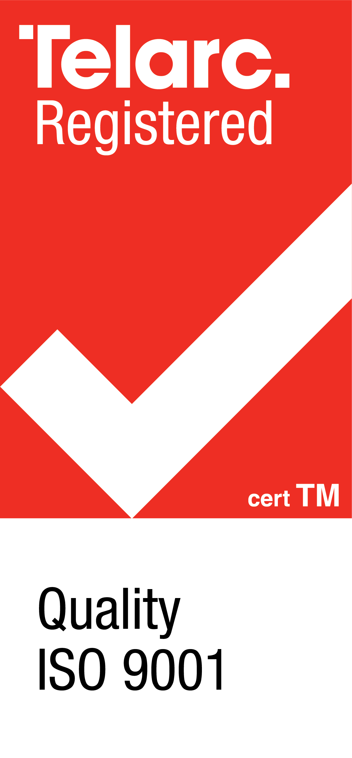 Red iso 9001 accreditation logo for Connetics