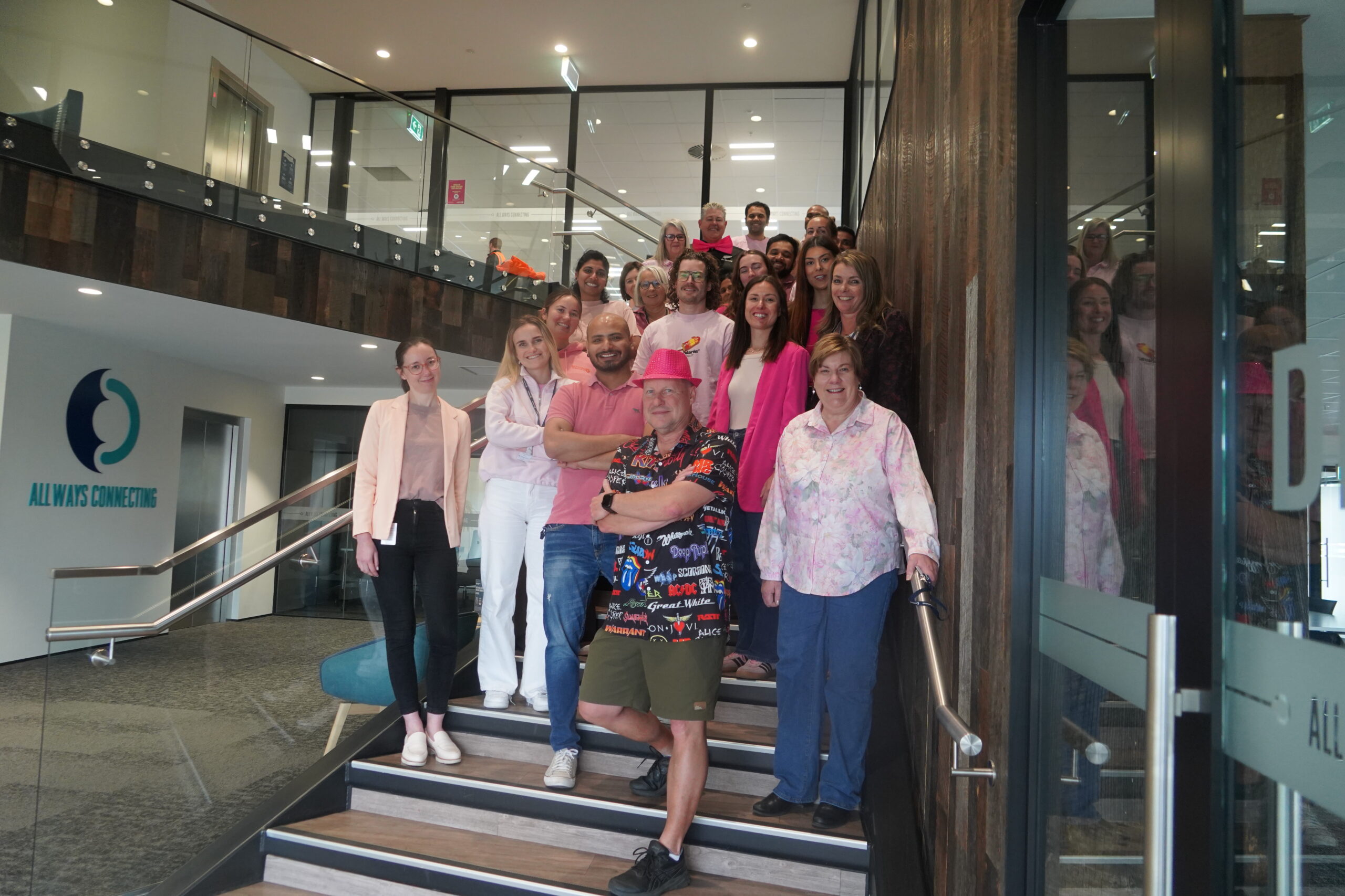 People of Connetics wearing pink for pink shirt day