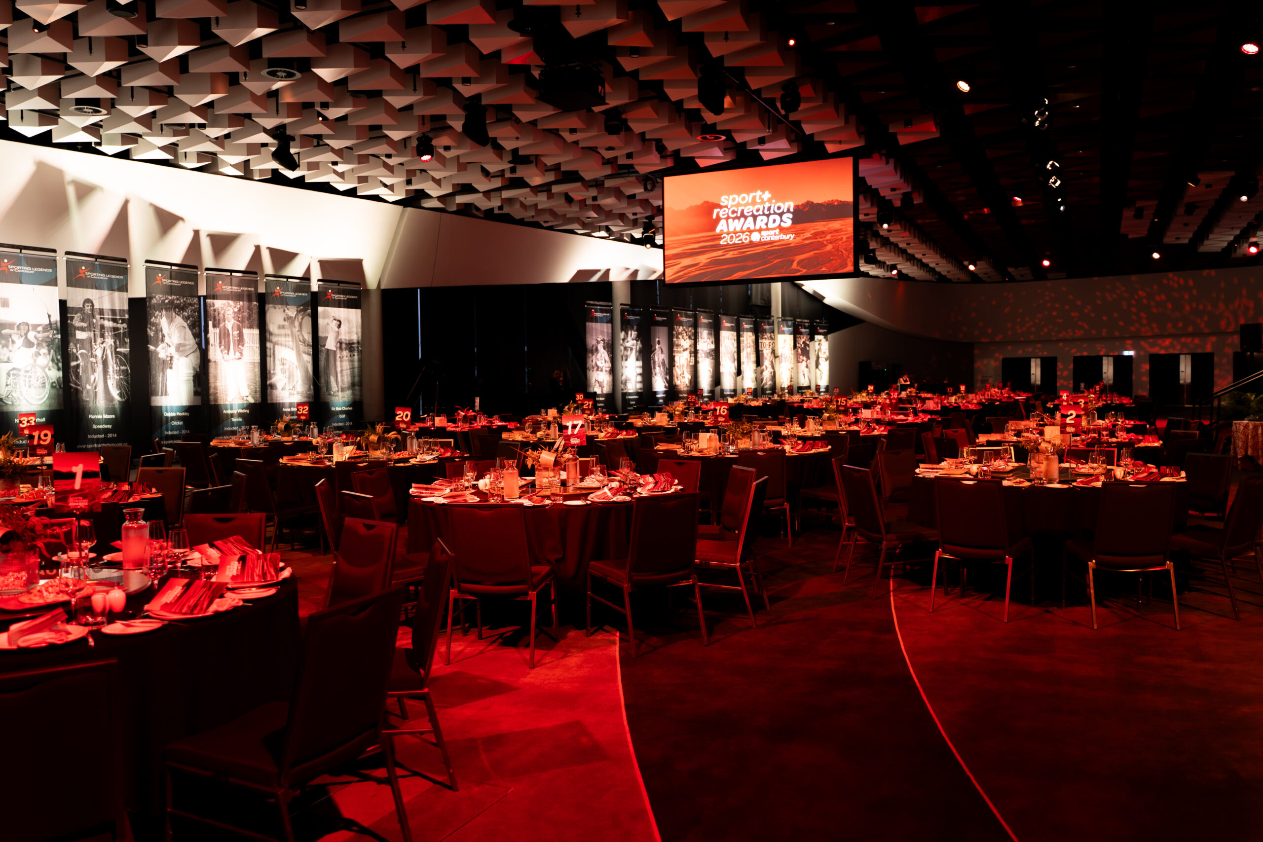 empty tables before the 2026 Canterbury sports awards
