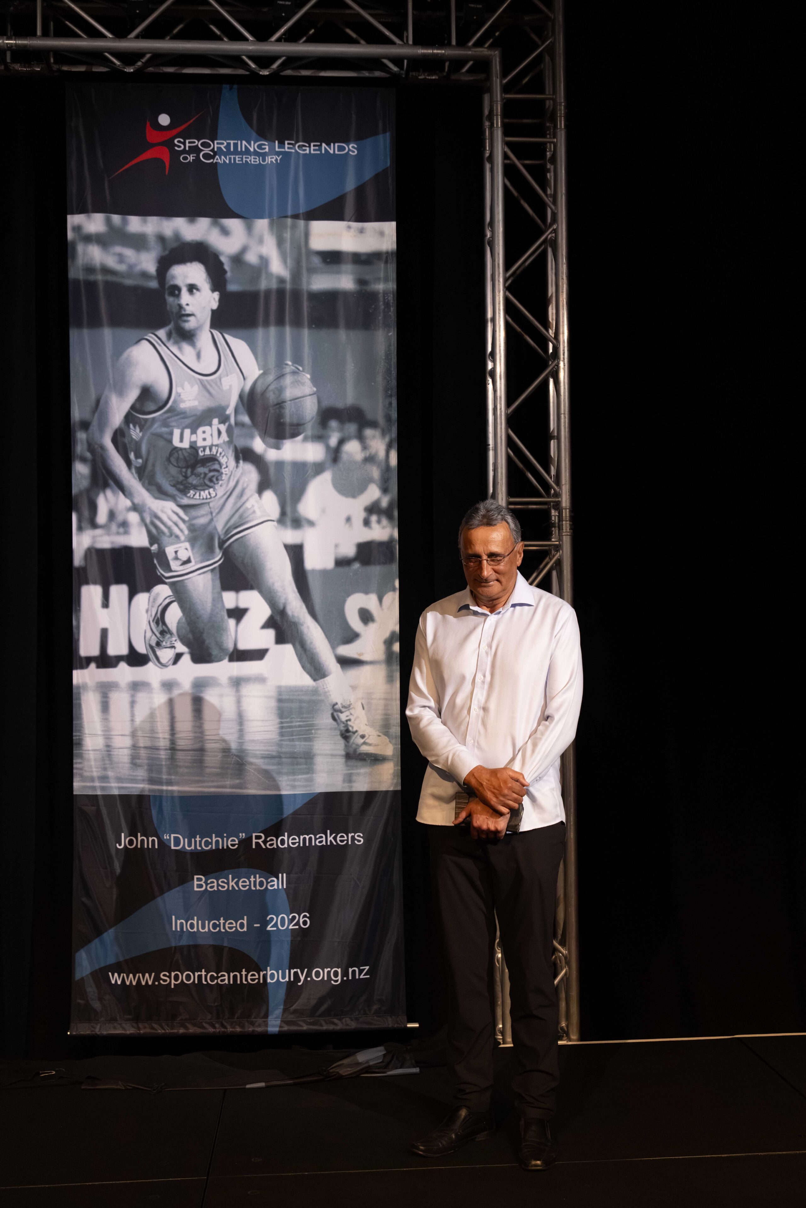 Dutchie stands by his Legend Banner at 2026 Canterbury sports awards