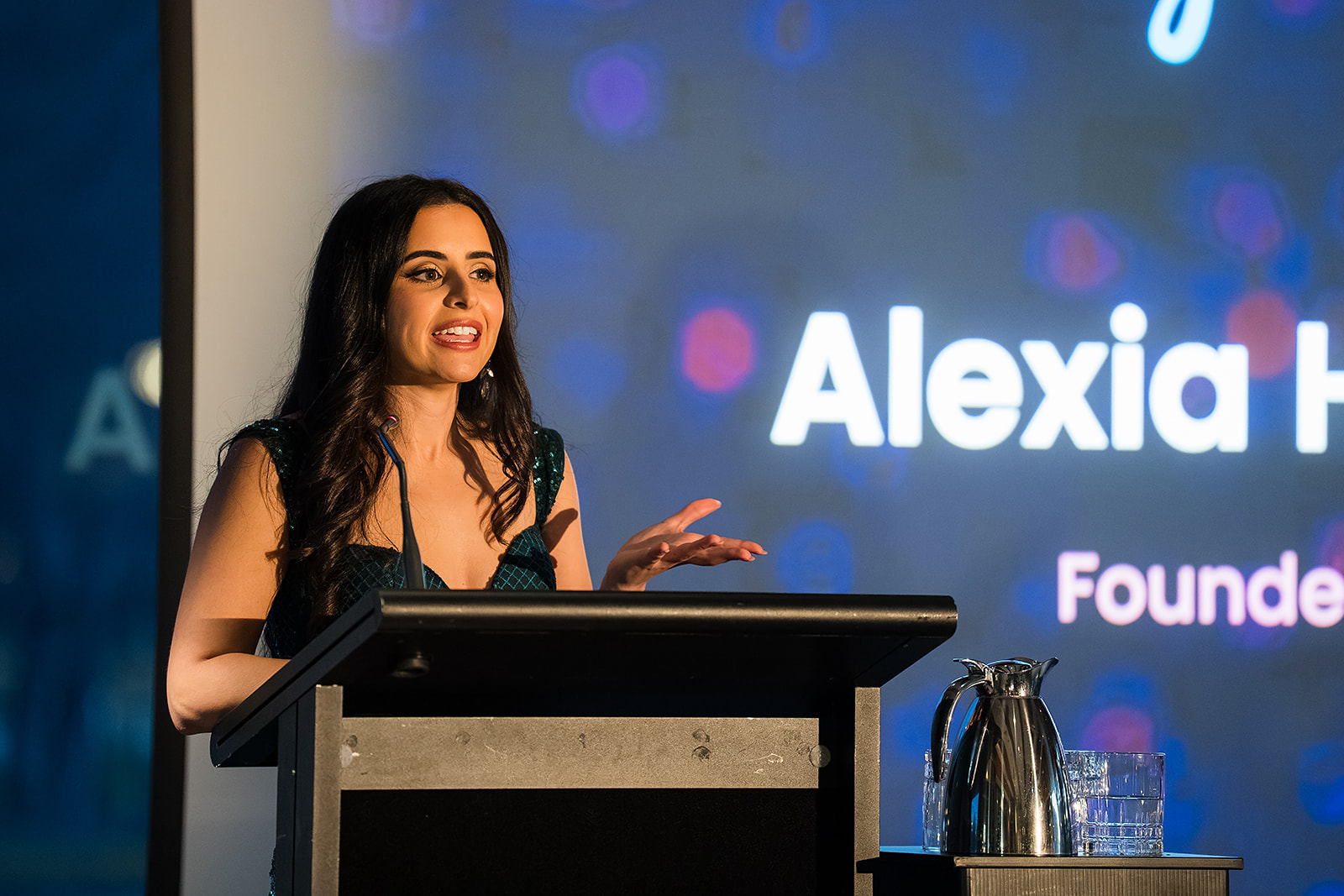 Girlboss Canterbury Alexia Hilbertidou speaks at the 2026 Canterbury GirlBoss Awards